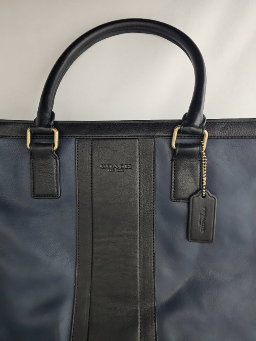Coach Men's Tote Bag in Blue and Black Leather F71640. Brand New! - Picture 3 of 16